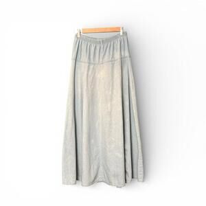 Vintage Acid Wash Long Denim Skirt with Elastic Waist Made in USA